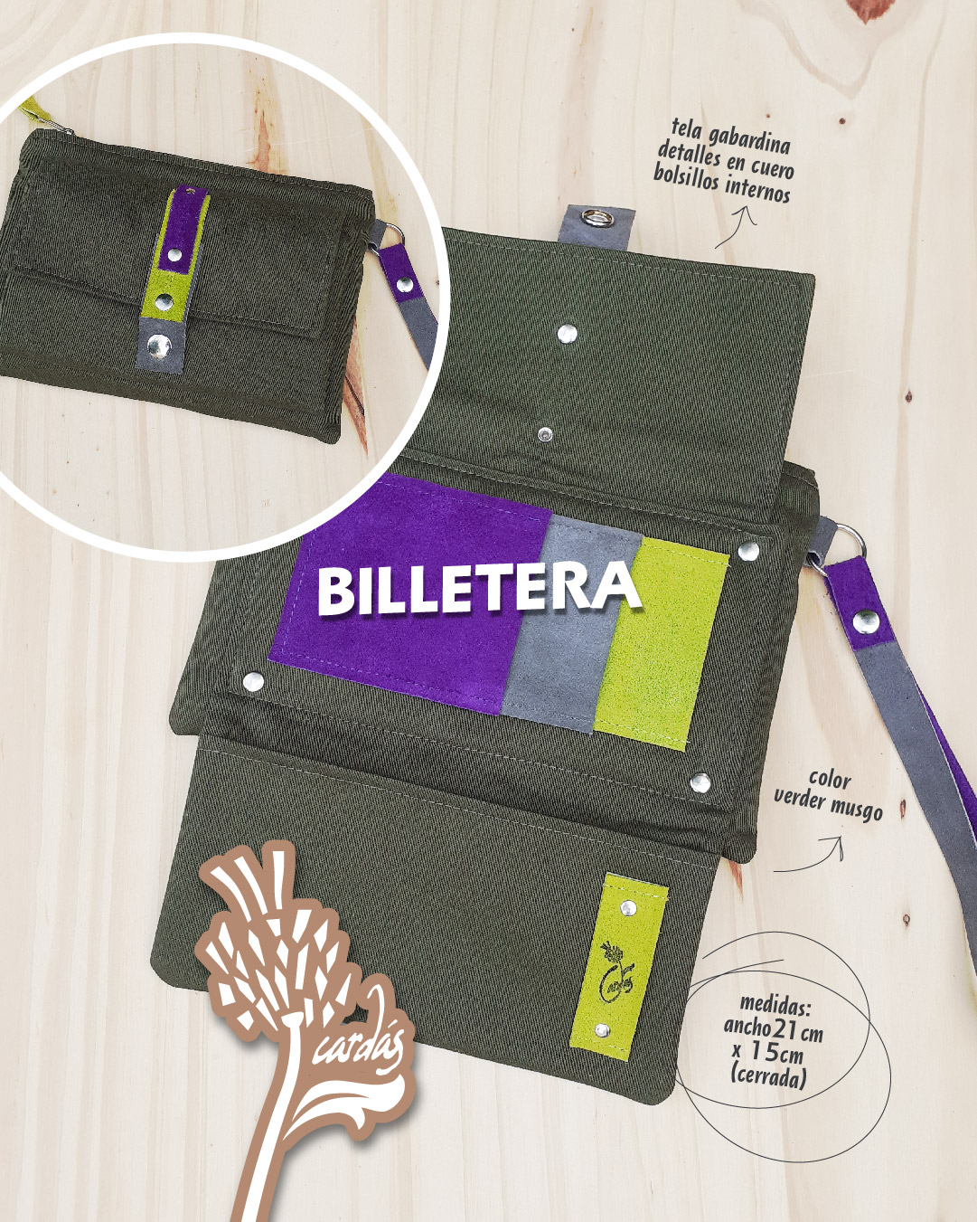 BILLETERA verde musgo