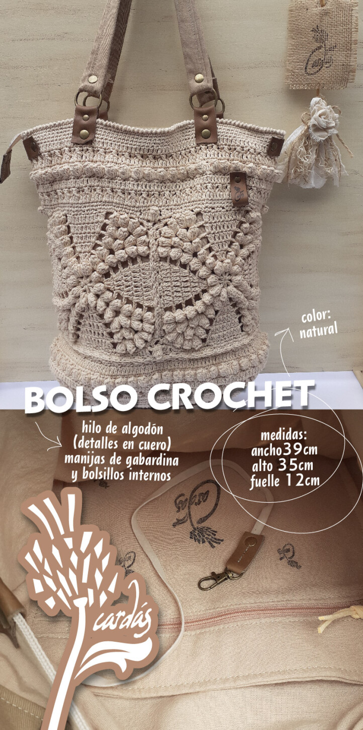 bolso crochet beige