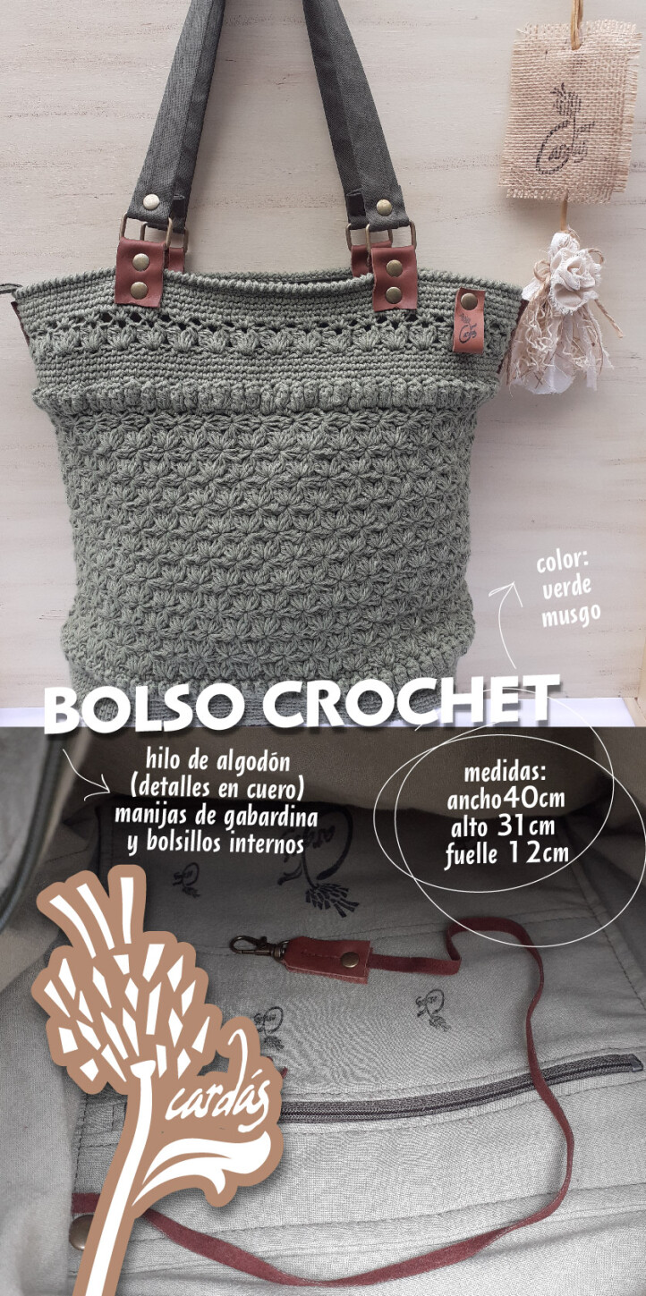 bolso crochet verde musgo