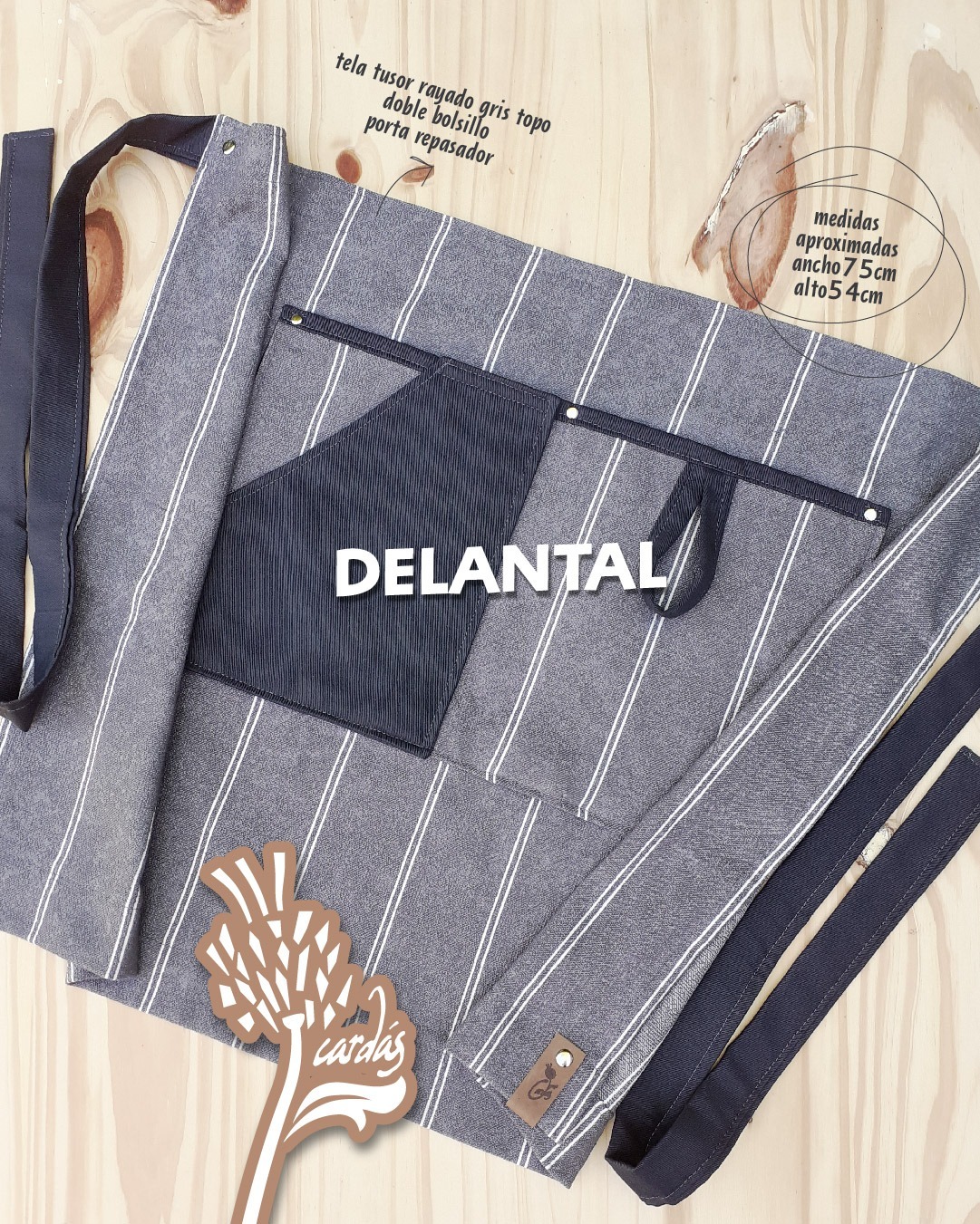 DELANTAL gris topo