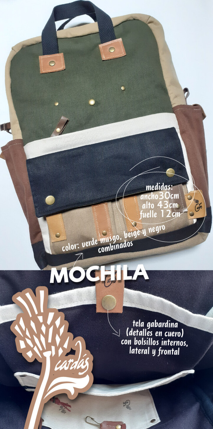 mochila verde musgo y negro