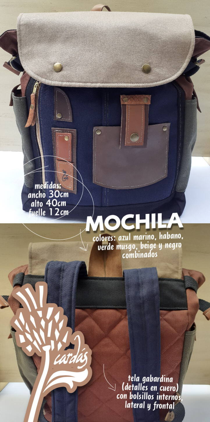 mochila azul y verde musgo